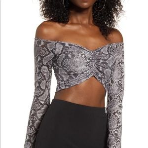 Tiger Mist Snakeskin Long Sleeve Crop Top